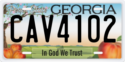 GA license plate CAV4102