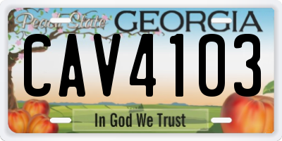 GA license plate CAV4103