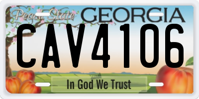 GA license plate CAV4106