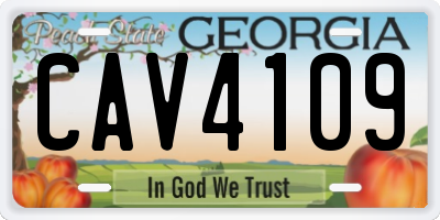 GA license plate CAV4109
