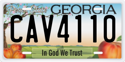 GA license plate CAV4110