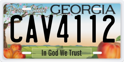 GA license plate CAV4112
