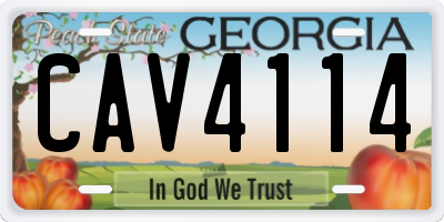 GA license plate CAV4114