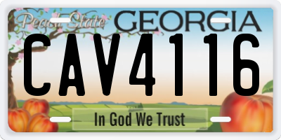 GA license plate CAV4116