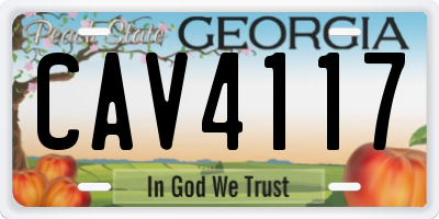 GA license plate CAV4117