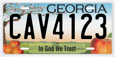 GA license plate CAV4123