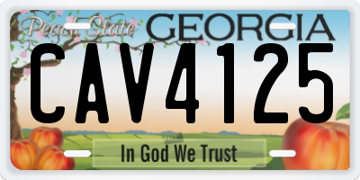 GA license plate CAV4125