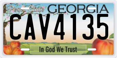 GA license plate CAV4135
