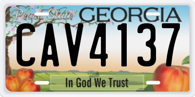 GA license plate CAV4137