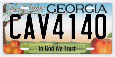 GA license plate CAV4140