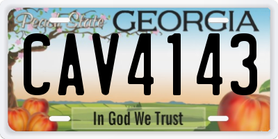 GA license plate CAV4143