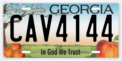 GA license plate CAV4144