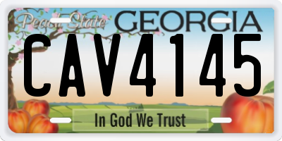 GA license plate CAV4145
