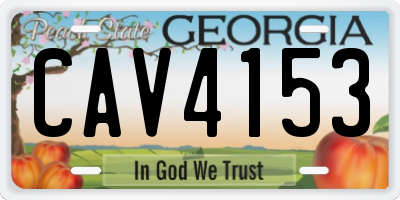 GA license plate CAV4153