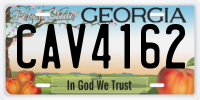 GA license plate CAV4162