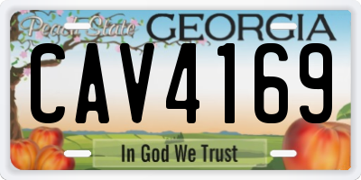 GA license plate CAV4169