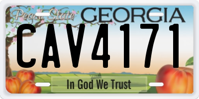 GA license plate CAV4171
