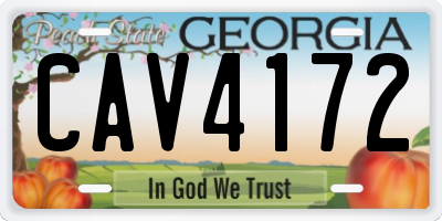 GA license plate CAV4172
