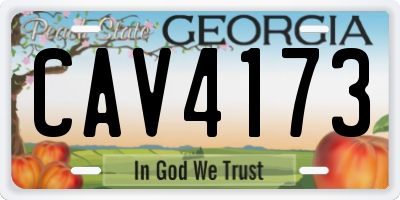 GA license plate CAV4173