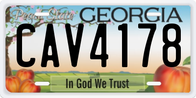 GA license plate CAV4178