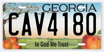 GA license plate CAV4180