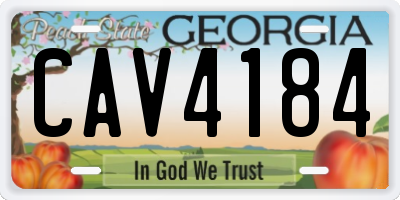 GA license plate CAV4184