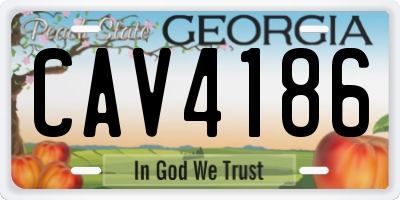 GA license plate CAV4186