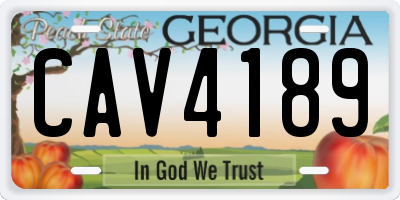 GA license plate CAV4189