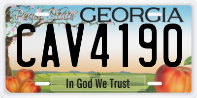GA license plate CAV4190