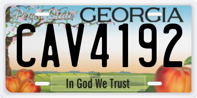 GA license plate CAV4192