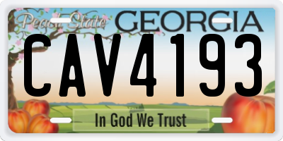 GA license plate CAV4193