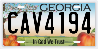 GA license plate CAV4194