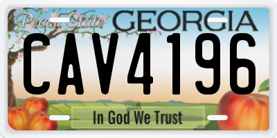 GA license plate CAV4196