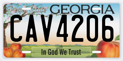 GA license plate CAV4206