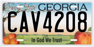GA license plate CAV4208