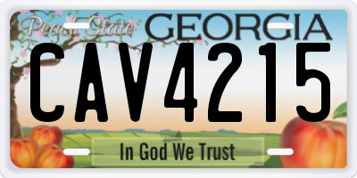 GA license plate CAV4215