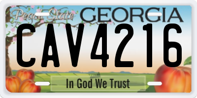 GA license plate CAV4216