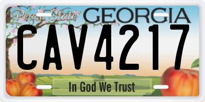 GA license plate CAV4217