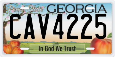 GA license plate CAV4225