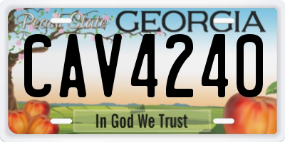 GA license plate CAV4240