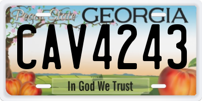 GA license plate CAV4243