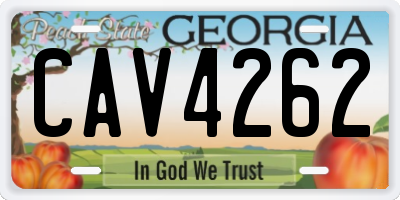 GA license plate CAV4262