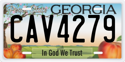 GA license plate CAV4279