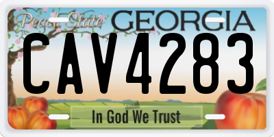 GA license plate CAV4283