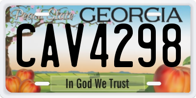 GA license plate CAV4298