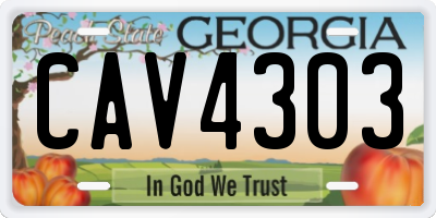 GA license plate CAV4303
