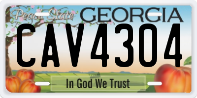 GA license plate CAV4304