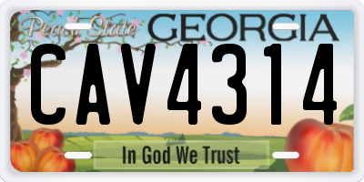 GA license plate CAV4314