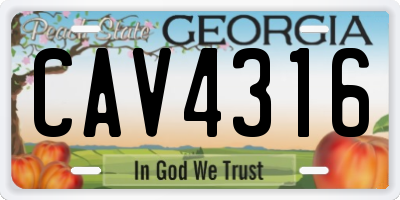 GA license plate CAV4316
