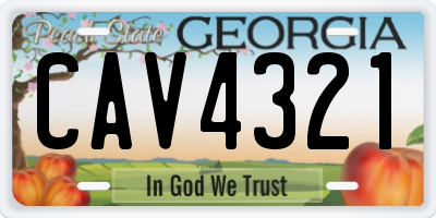 GA license plate CAV4321